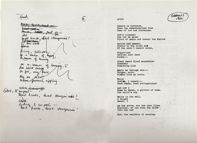 Manuscrito de uno de los poemas más celebrados de Plath, "Ariel" (1962)