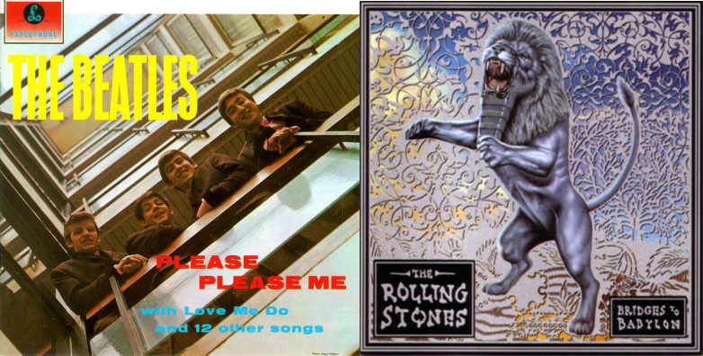 "Please Please Me" (The Beatles, 1963) y "Bridges to Babylon" (The Rolling Stones, 1997)